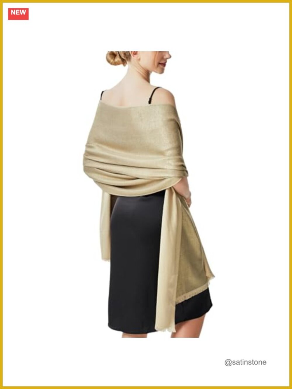 Reversible Sequin Metallic Pashmina Shawl Wrap Scarf for Bridal Party Evening
